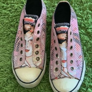 Ed Hardy vintage Glitter cage sneakers.